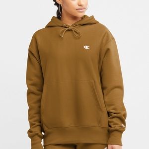 Champion Reverse Weave Oversized Hoodie, C Logo, Color: Allgood Gold